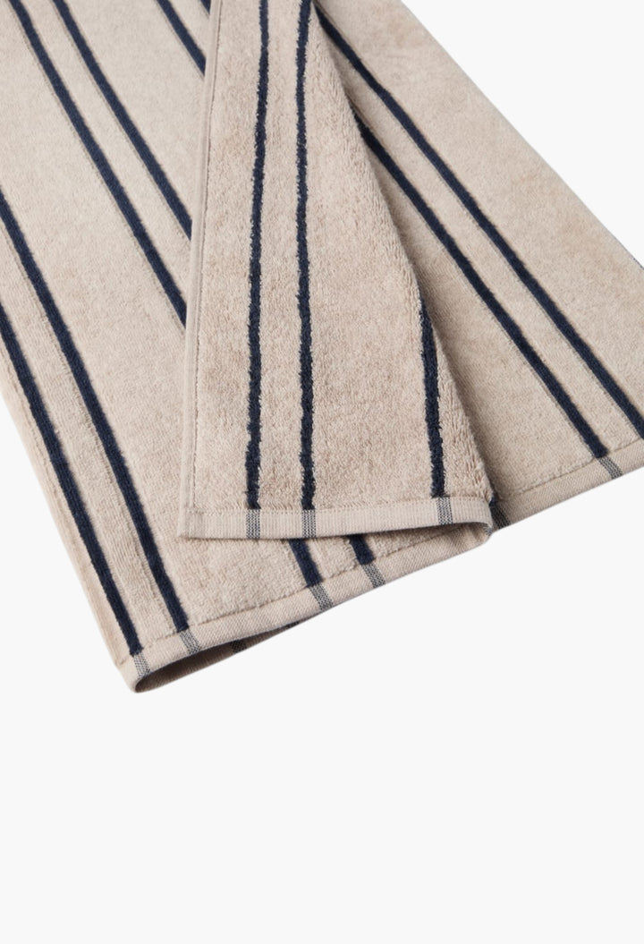 Striped Cotton Terrycloth Towel With Logo - GLAM MODA