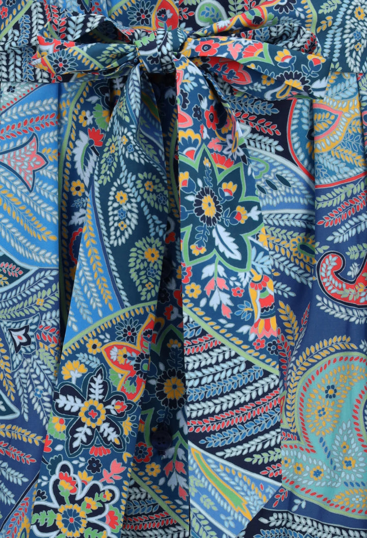 Paisley Print Cotton-Blend Shirt Dress - GLAM MODA
