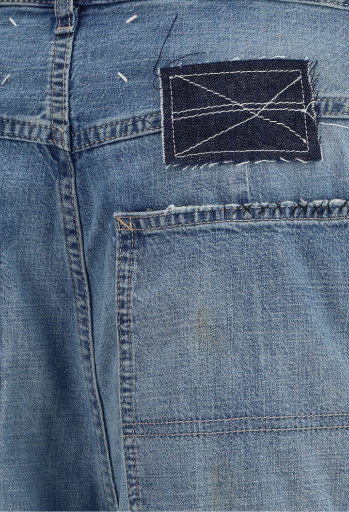 Patchwork-Detail Wide Leg Jeans - GLAM MODA