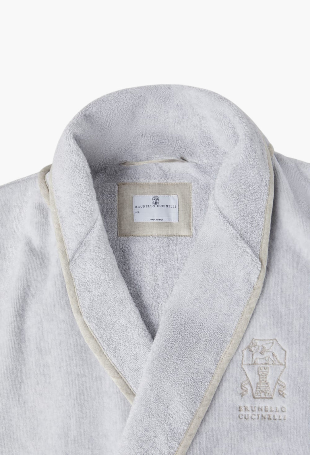 Cotton Terrycloth Bathrobe With Linen Trims - GLAM MODA