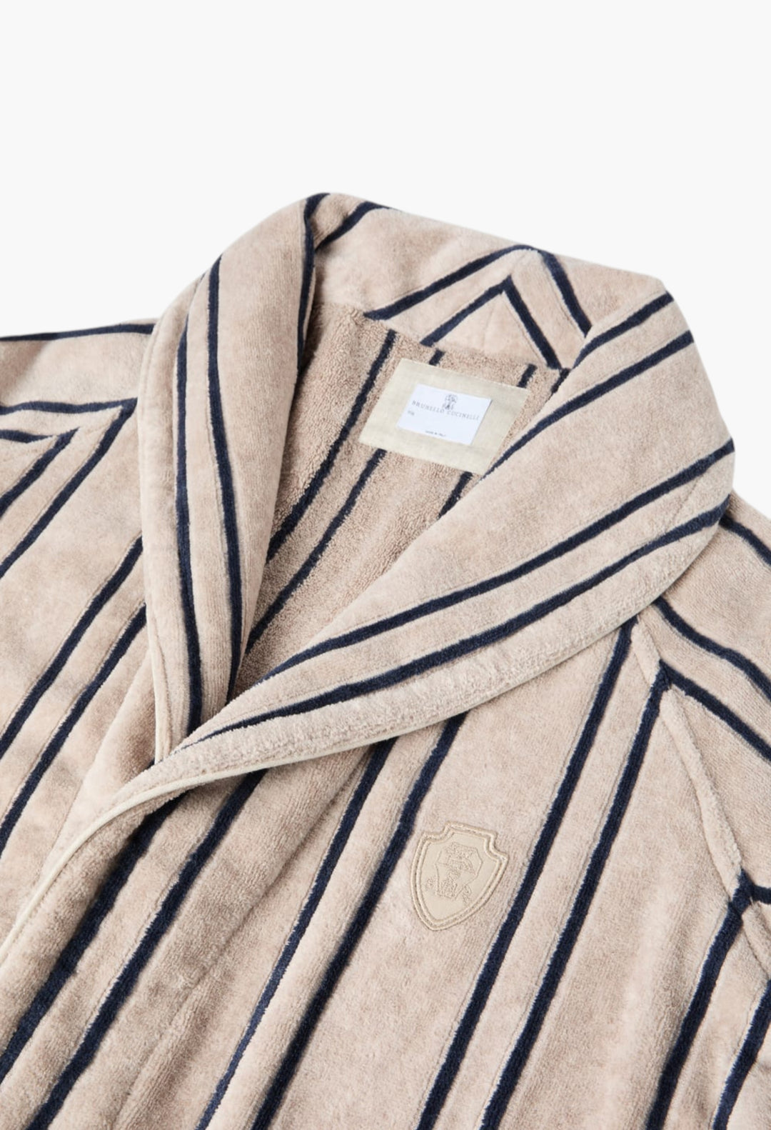 Striped Cotton Terrycloth Bathrobe With Logo - GLAM MODA