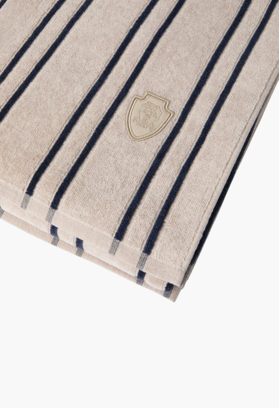 Striped Cotton Terrycloth Towel With Logo - GLAM MODA