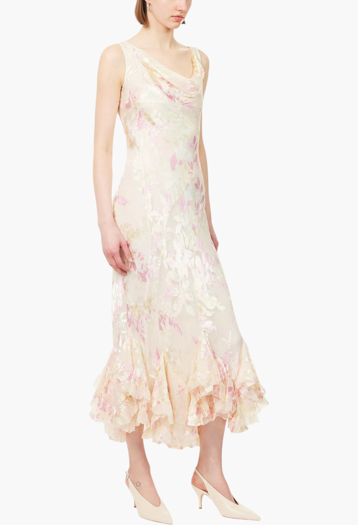 Evanthe Floral-Jacquard Woven Midi Dress - GLAM MODA