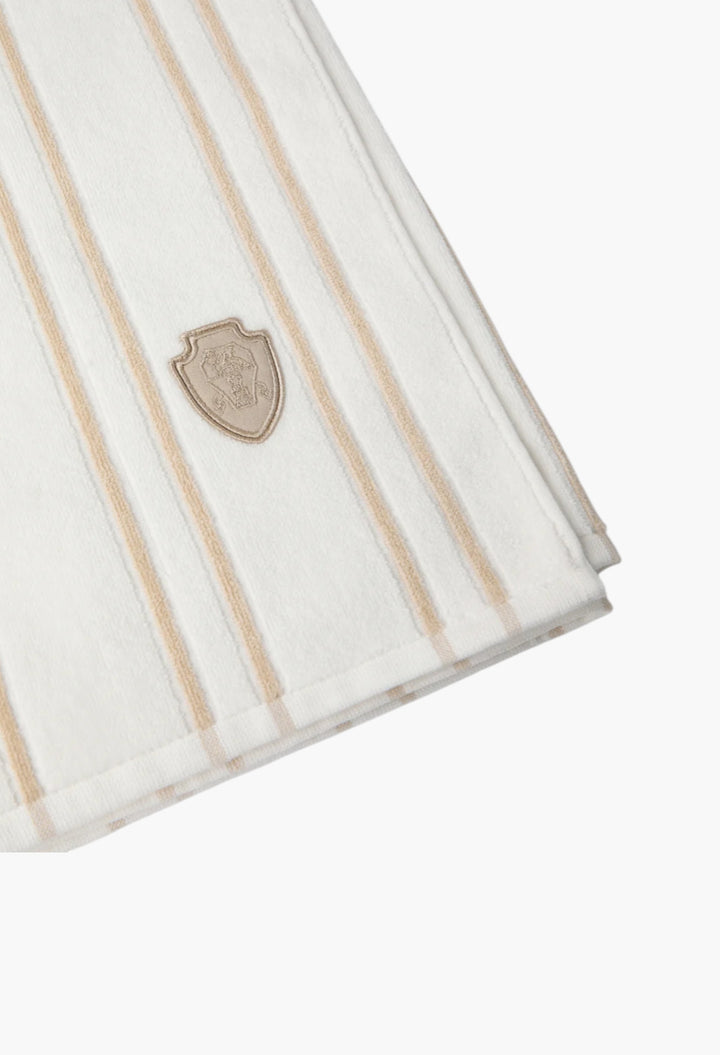 Striped Cotton Terrycloth Towel With Logo - GLAM MODA