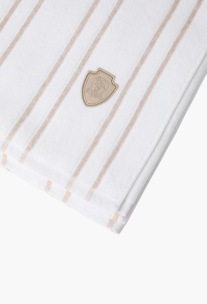 Striped Cotton Terrycloth Towel With Logo - GLAM MODA
