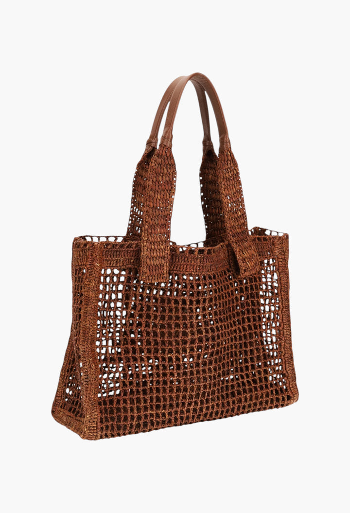 East-West Summer Banana Raffia Tote Bag - GLAM MODA