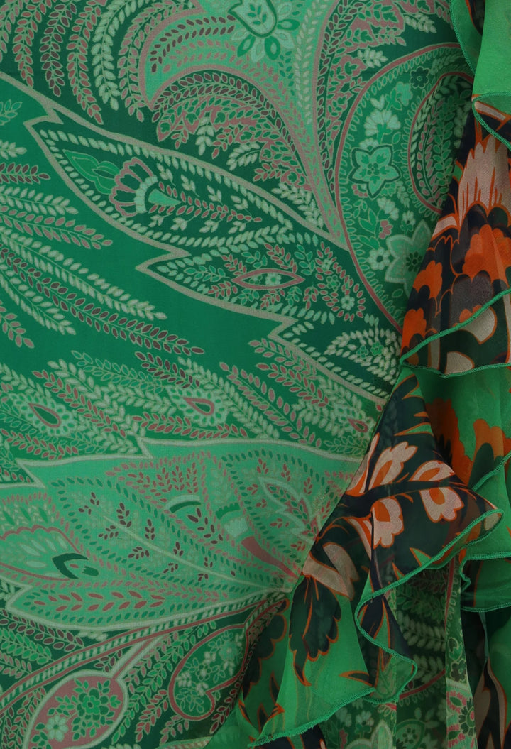 Long Silk Crepon Skirt With Ruffles - GLAM MODA