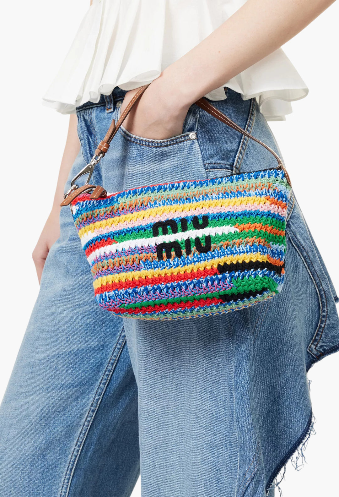 Logo-Embroidered Crochet Tote Bag - GLAM MODA
