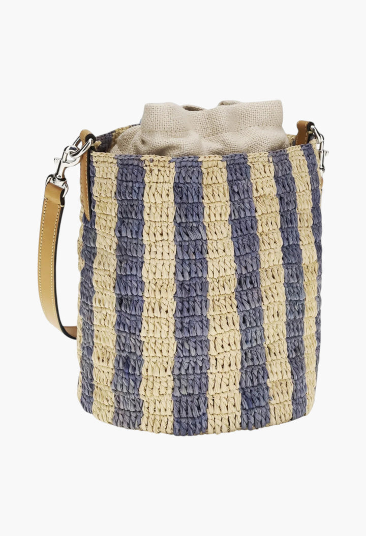 Striped Raffia Bucket Bag - GLAM MODA