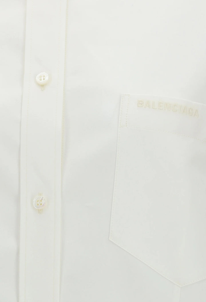 Classic Shirt In Silk Poplin And Cotton Organdy - GLAM MODA