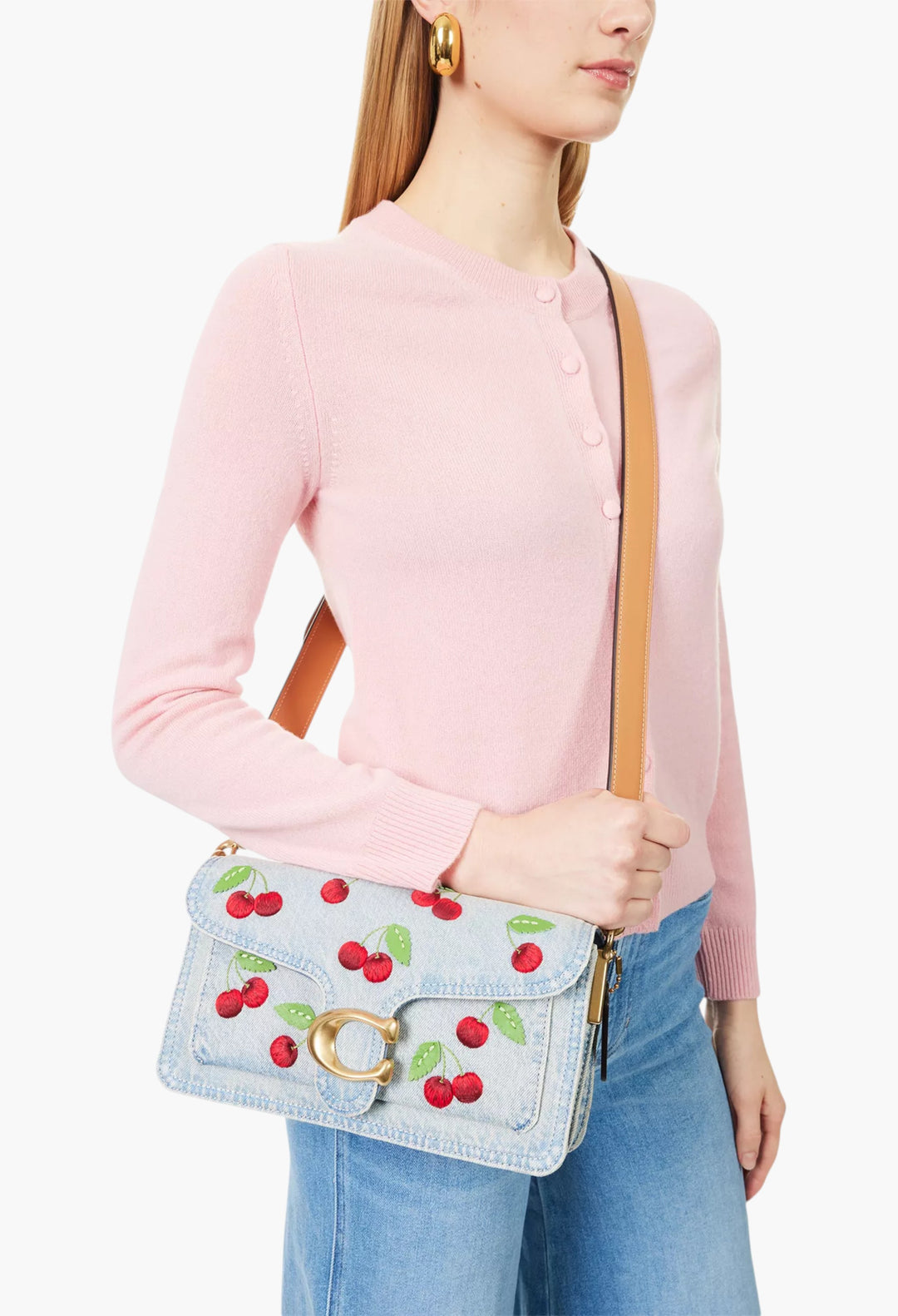 Cherry Tabby 20 Denim Shoulder Bag - GLAM MODA