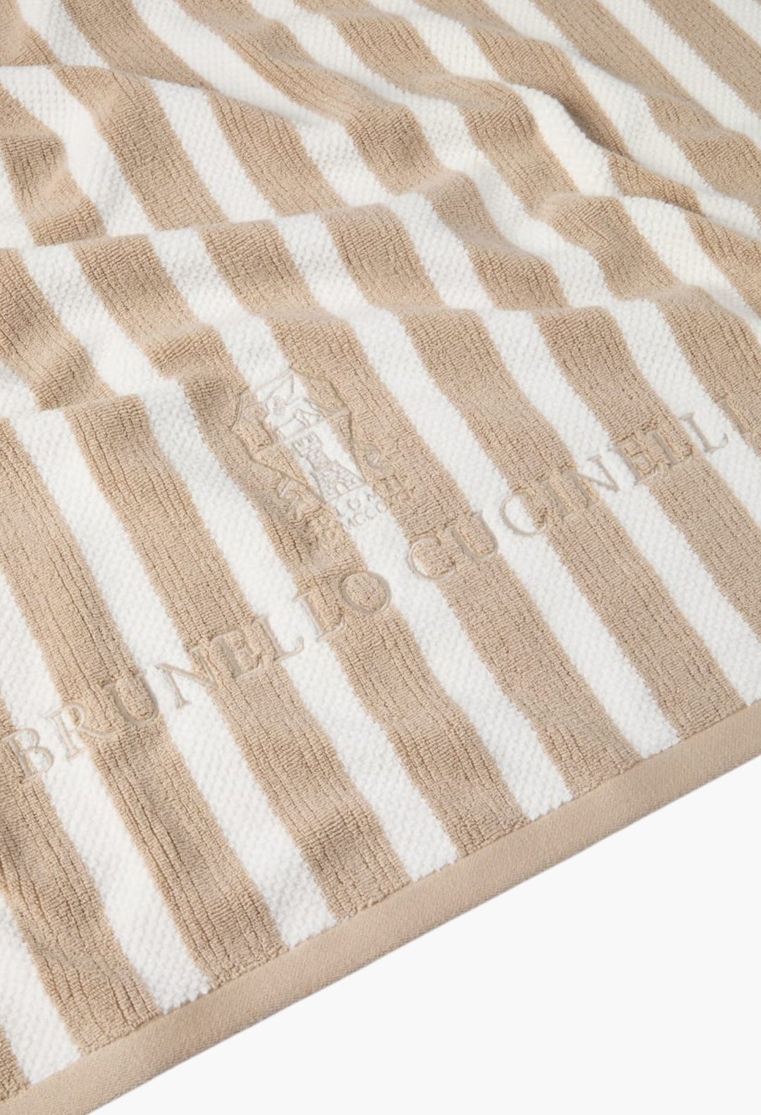 Striped Cotton Terrycloth Beach Towel With Embroidery - GLAM MODA