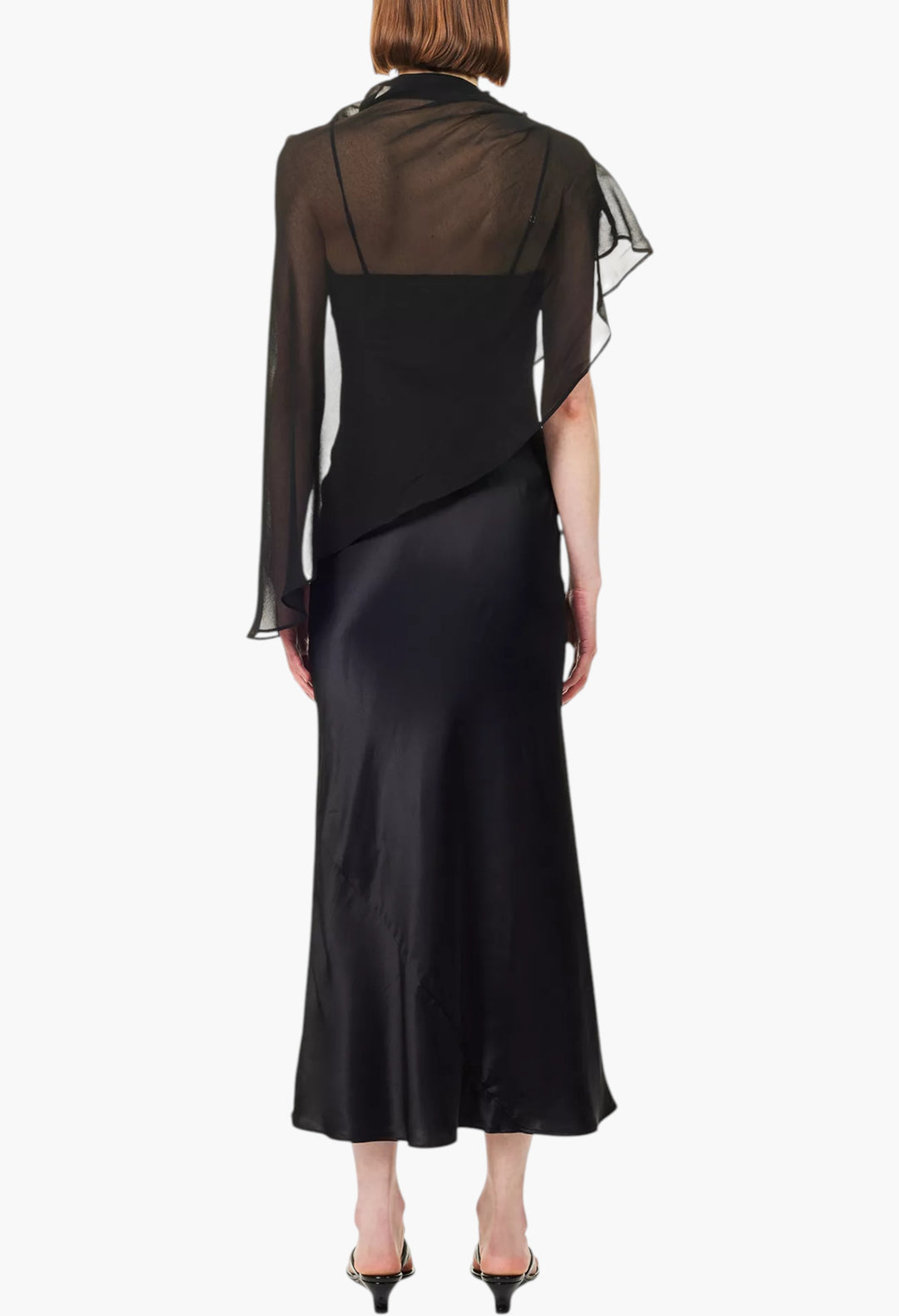 Lilibeth Sheer-Cape Silk Midi Dress - GLAM MODA