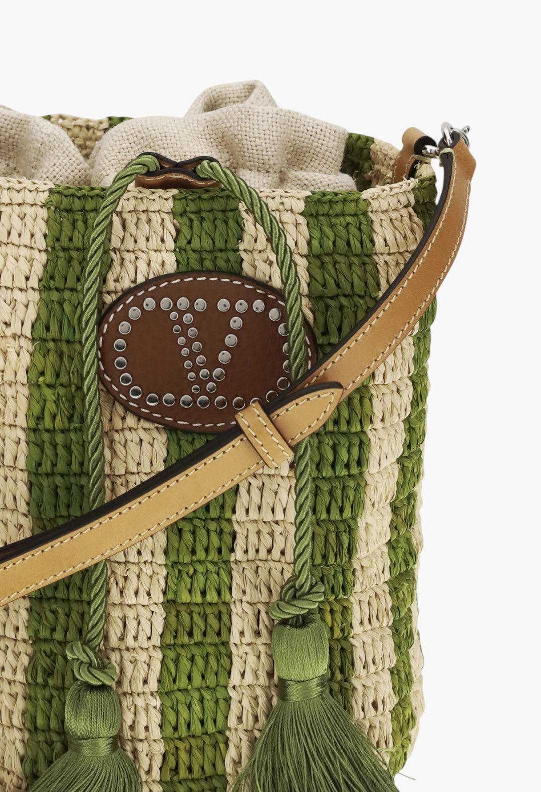 Striped Raffia Bucket Bag - GLAM MODA