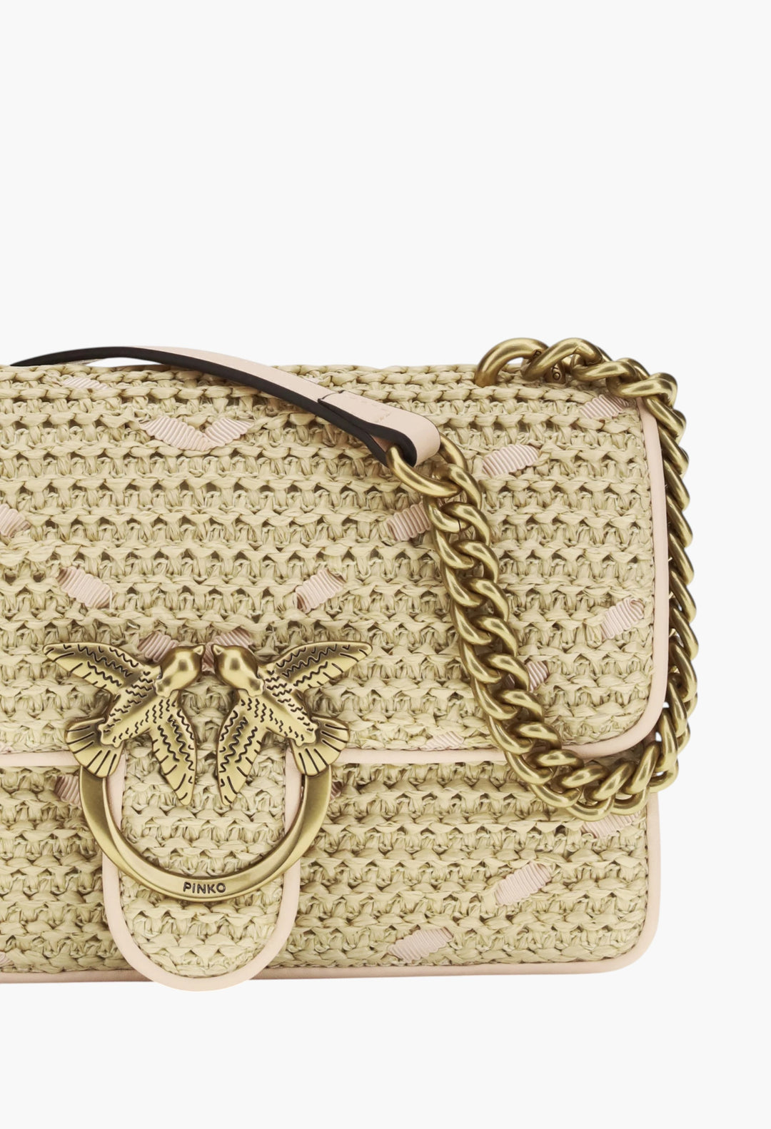 Mini Love Handbag In Chevron Raffia And Leather - GLAM MODA