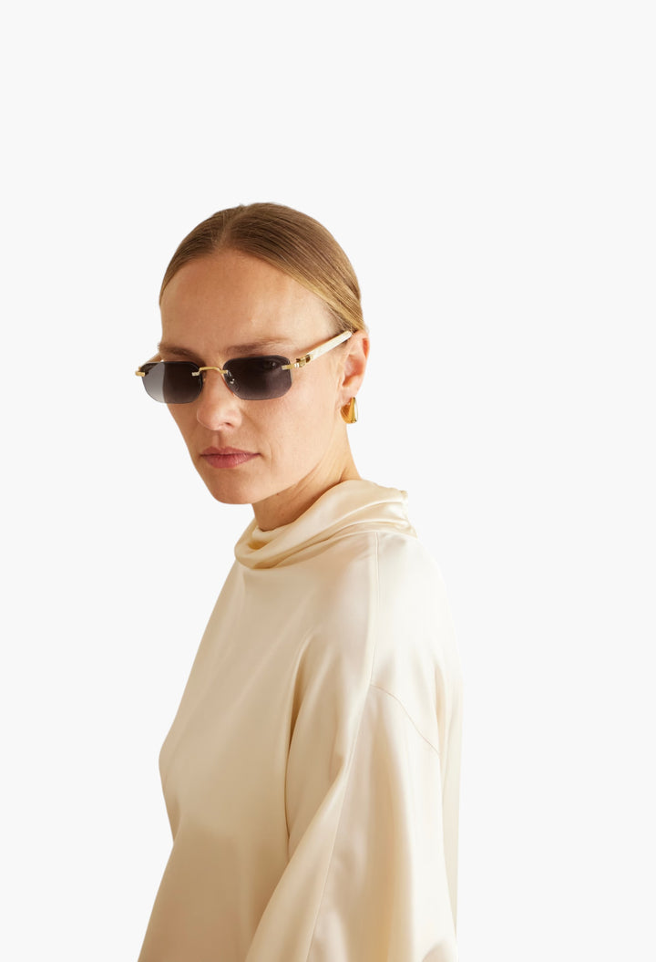 Signature C Rimless Rectangular-Frame Silver-Tone And Acetate Sunglasses - GLAM MODA