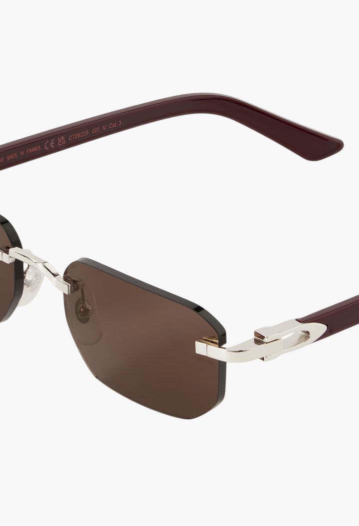 Signature C Rimless Rectangular-Frame Silver-Tone And Acetate Sunglasses - GLAM MODA