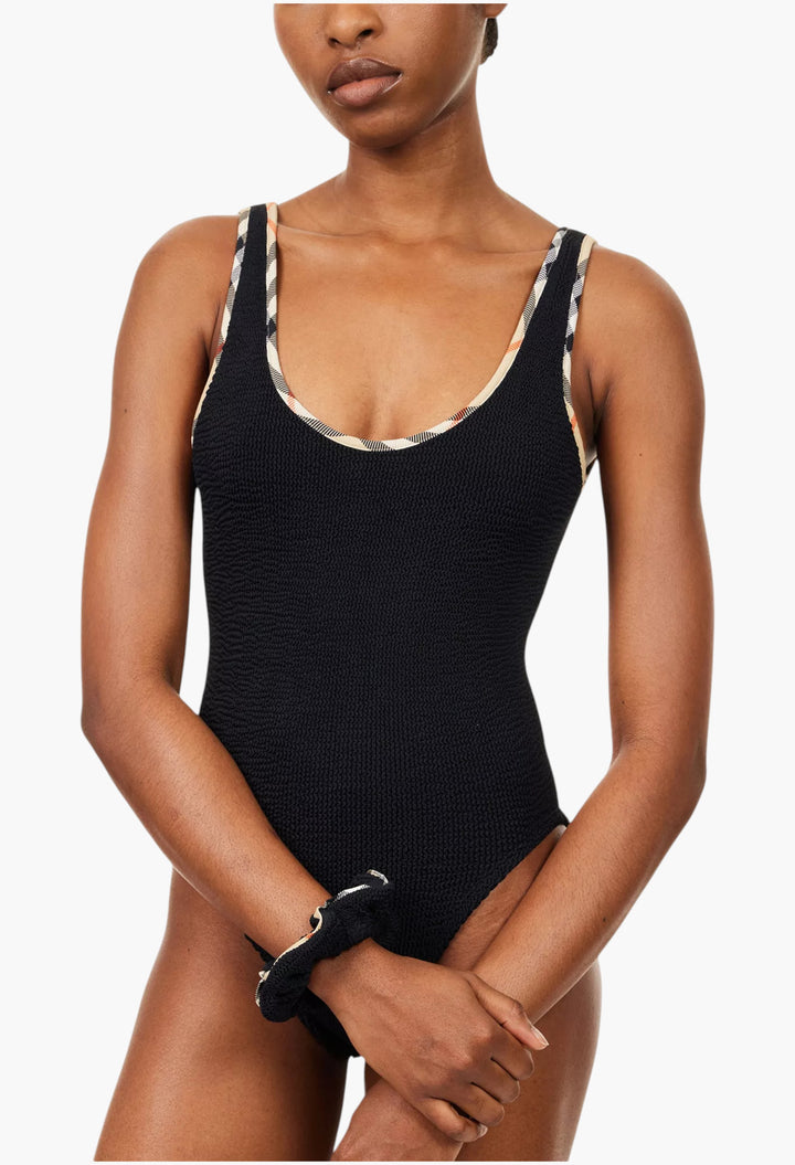 Burberry X Hunza G Faye Check-Trim Swimsuit And Scrunchie Set - GLAM MODA