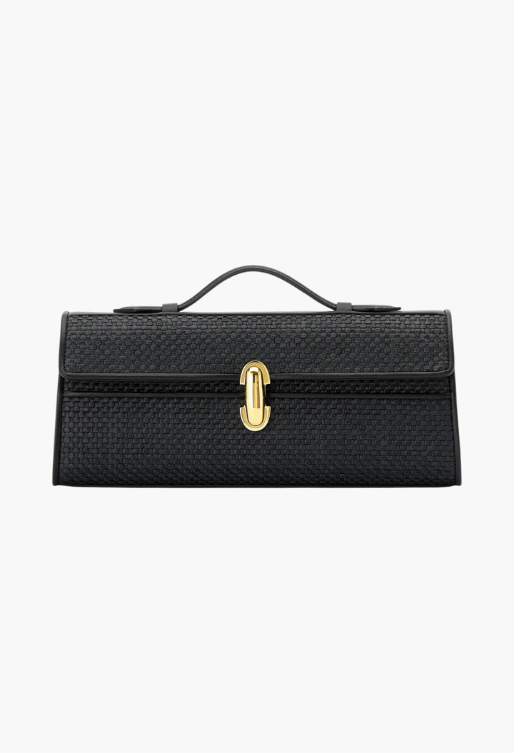 Slim Symmetry Pochette in Woven Raffia - GLAM MODA