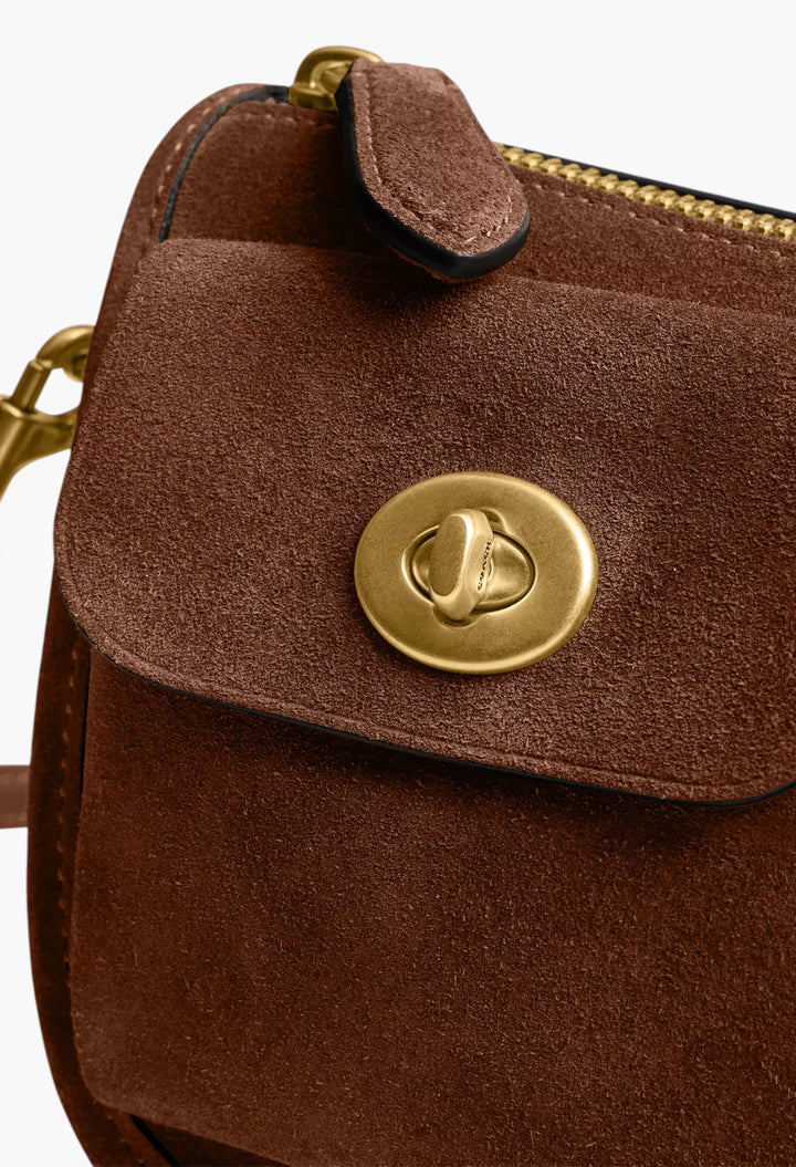 Twin Turnlock Waverly Suede Shoulder Bag - GLAM MODA