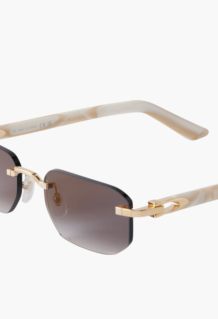 Signature C Rimless Rectangular-Frame Silver-Tone And Acetate Sunglasses - GLAM MODA