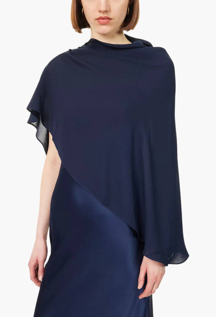 Lilibeth Sheer-Cape Silk Midi Dress - GLAM MODA
