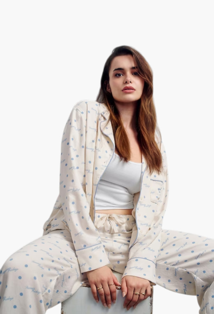 Relaxed Flannel Dotted PJ Pants - GLAM MODA