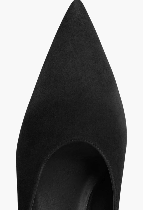 Black - Cube Wedge Mules In Suede Goatskin