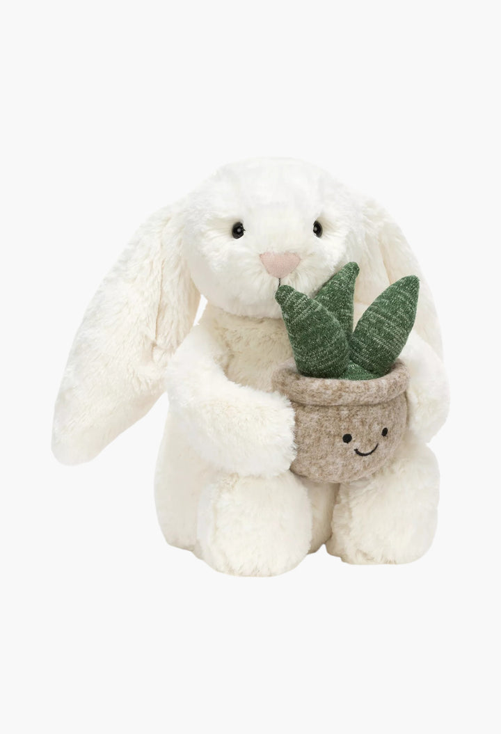 Cream Bunny With Plant Soft Toy 31cm - GLAM MODA