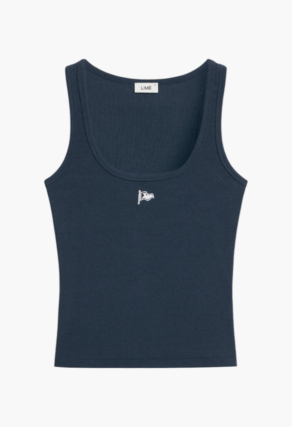 Dark Blue - Cotton And Viscose Top With Embroidery