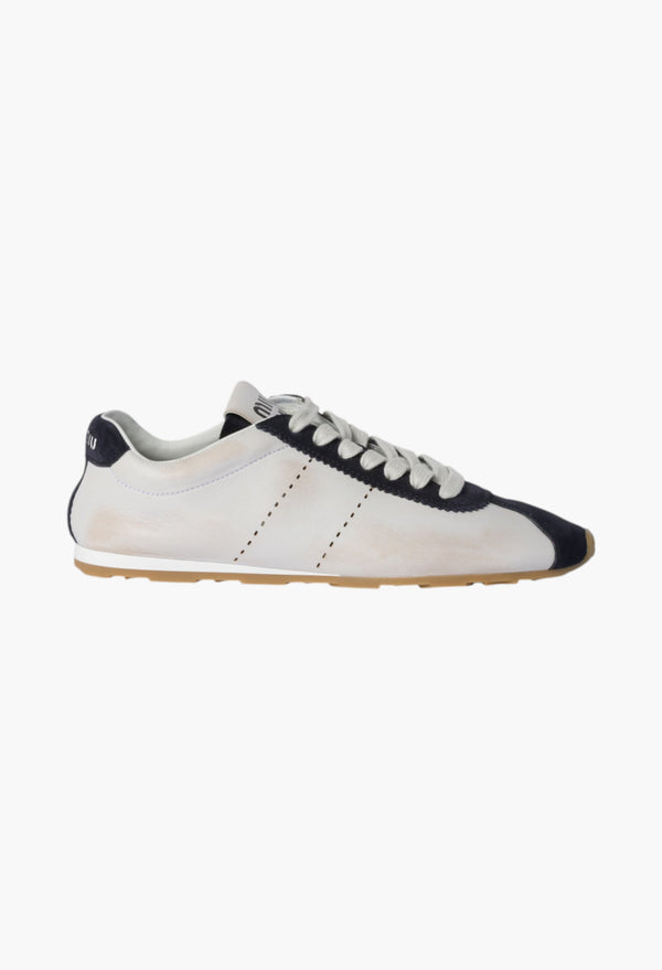 White/Blue - Plume Nappa Leather And Suede Sneakers