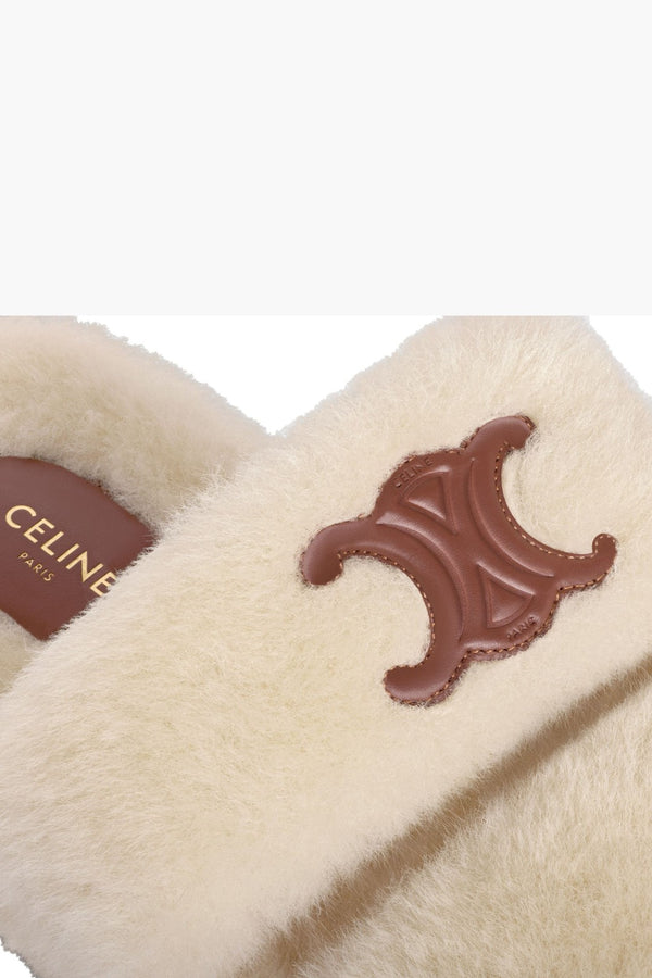 Fur Triomphe Open Slide in Shearling Slides