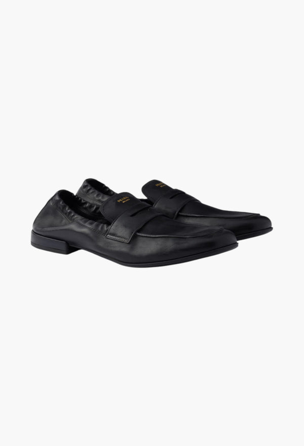Black - Shuffle Antiqued Leather Loafers