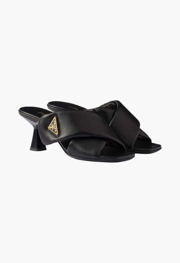 Black - Padded Nappa Leather Sandals