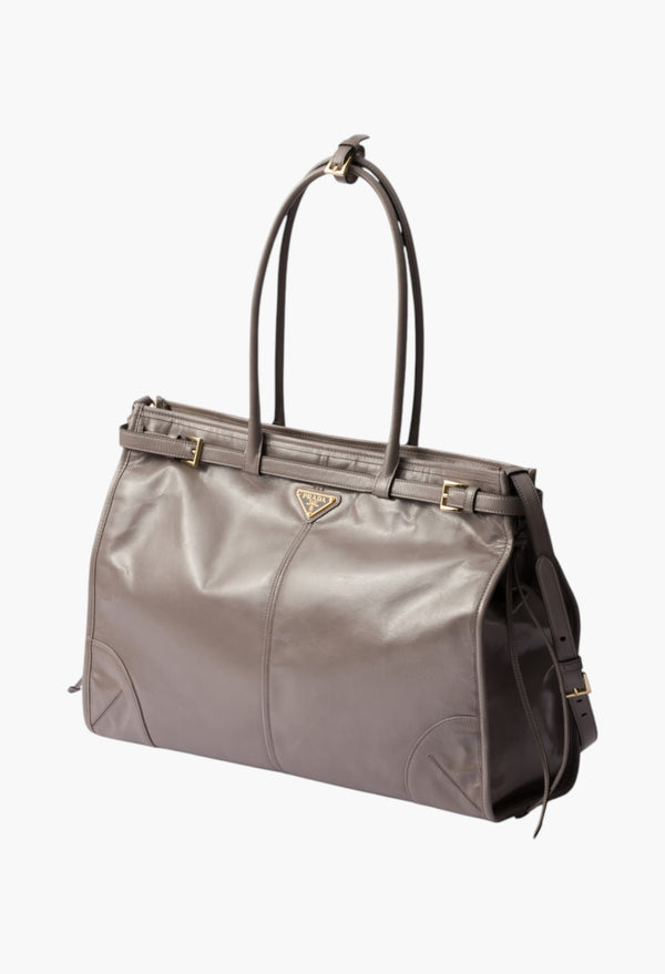 Pewter - Prada Bonnie Extra Large Leather Handbag