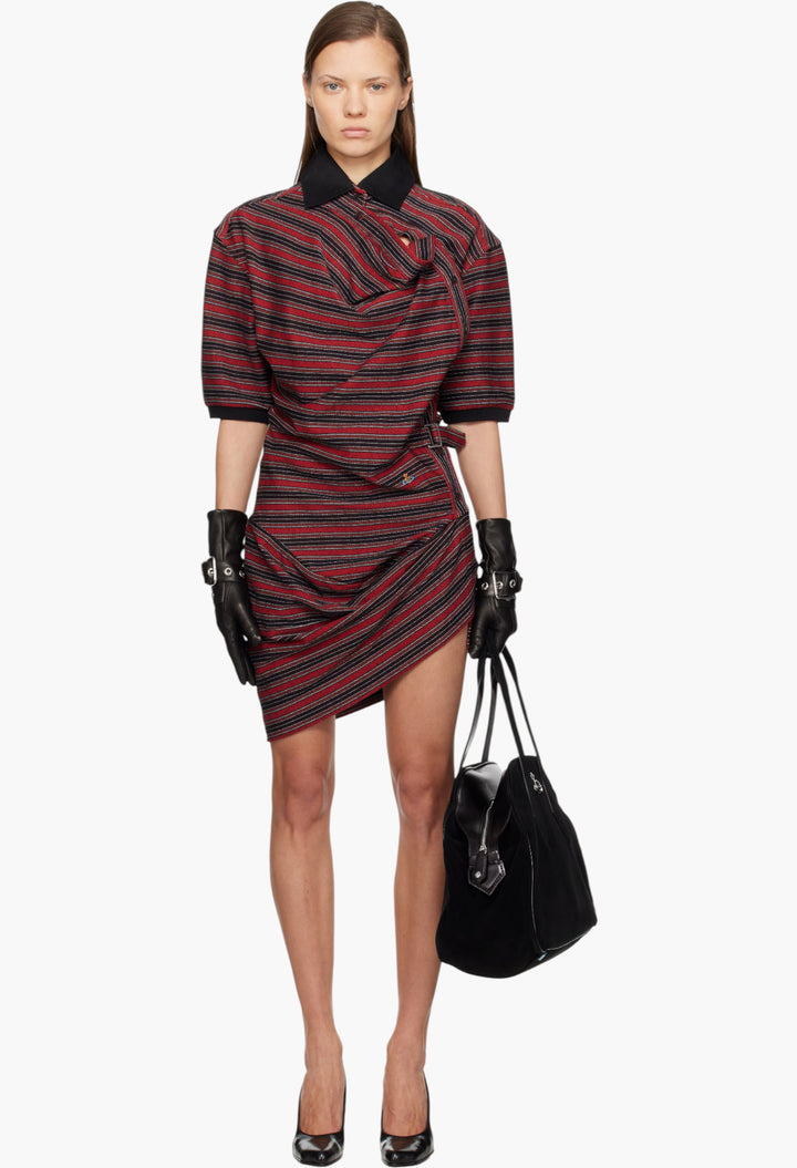 Red & Black Ming Polo Minidress - GLAM MODA