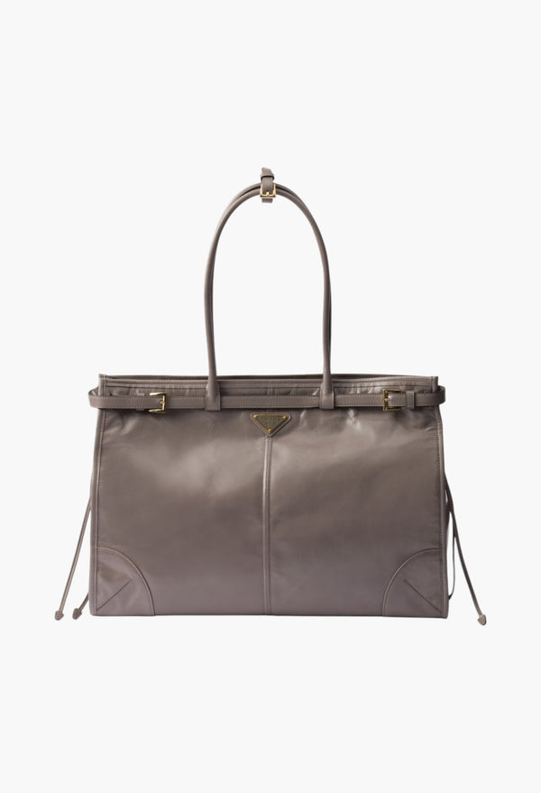 Pewter - Prada Bonnie Extra Large Leather Handbag