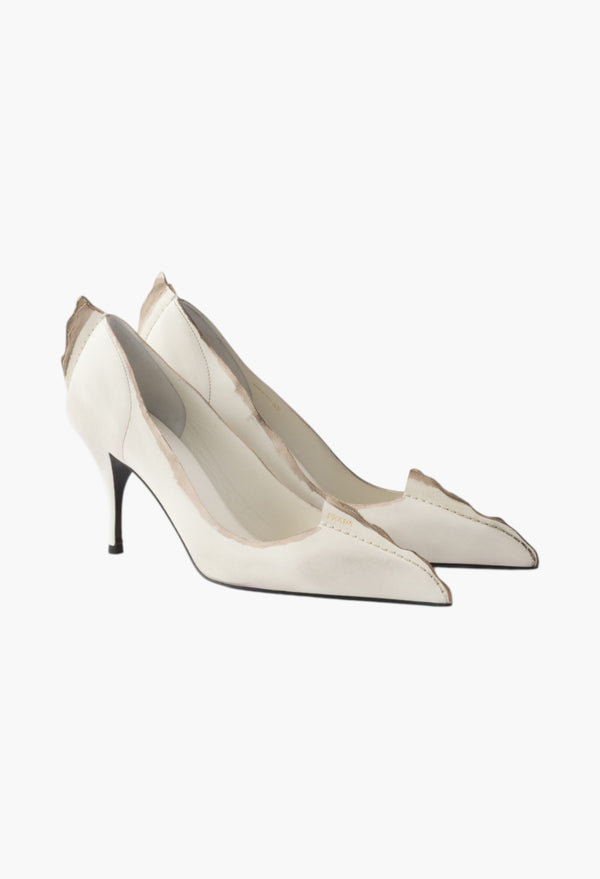 Chalk White - Antiqued Leather Pumps