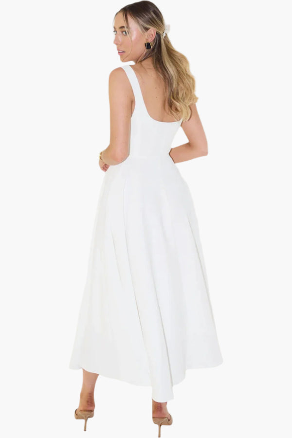 The Ultimate Muse High Waist Square Neck Midi Dress