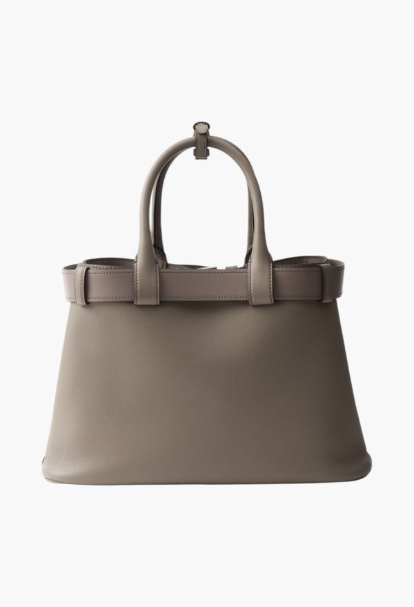 Clay Grey - Prada Buckle Small Leather Handbag With Belt