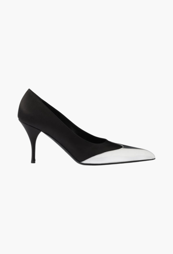 Black - Satin And Metallic Leather Pumps