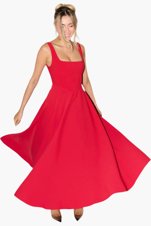 The Ultimate Muse High Waist Square Neck Midi Dress