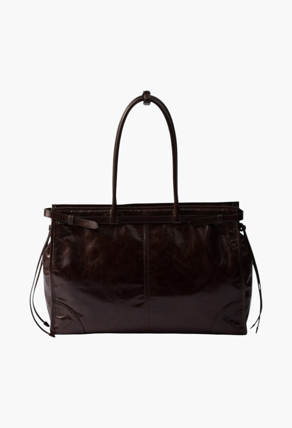 Dark Brown - Prada Bonnie Extra Large Leather Handbag