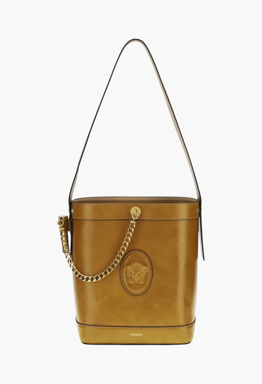 Small Leather Pivot Bucket Bag - GLAM MODA
