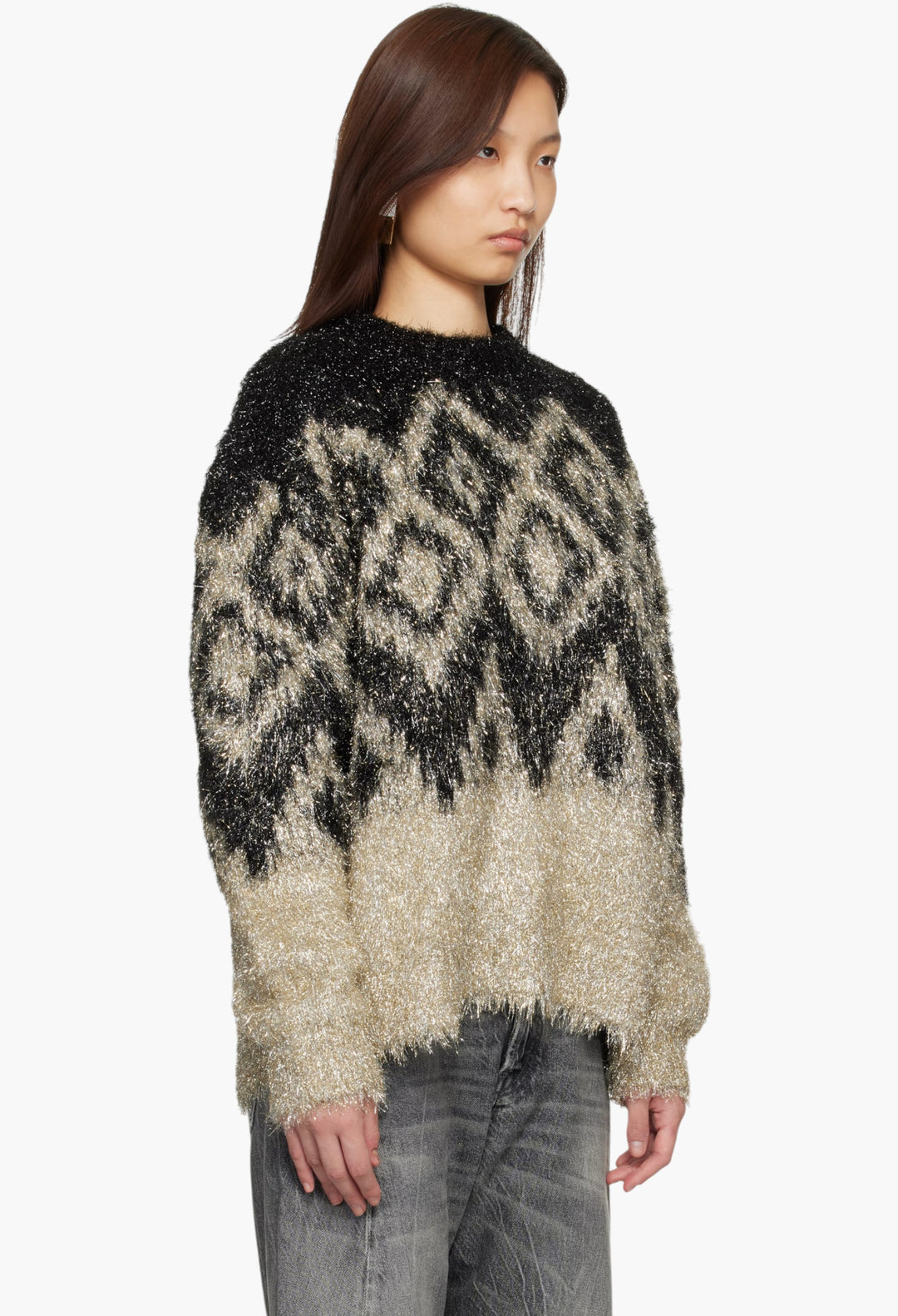 Black Metallic Knit Sweater - GLAM MODA