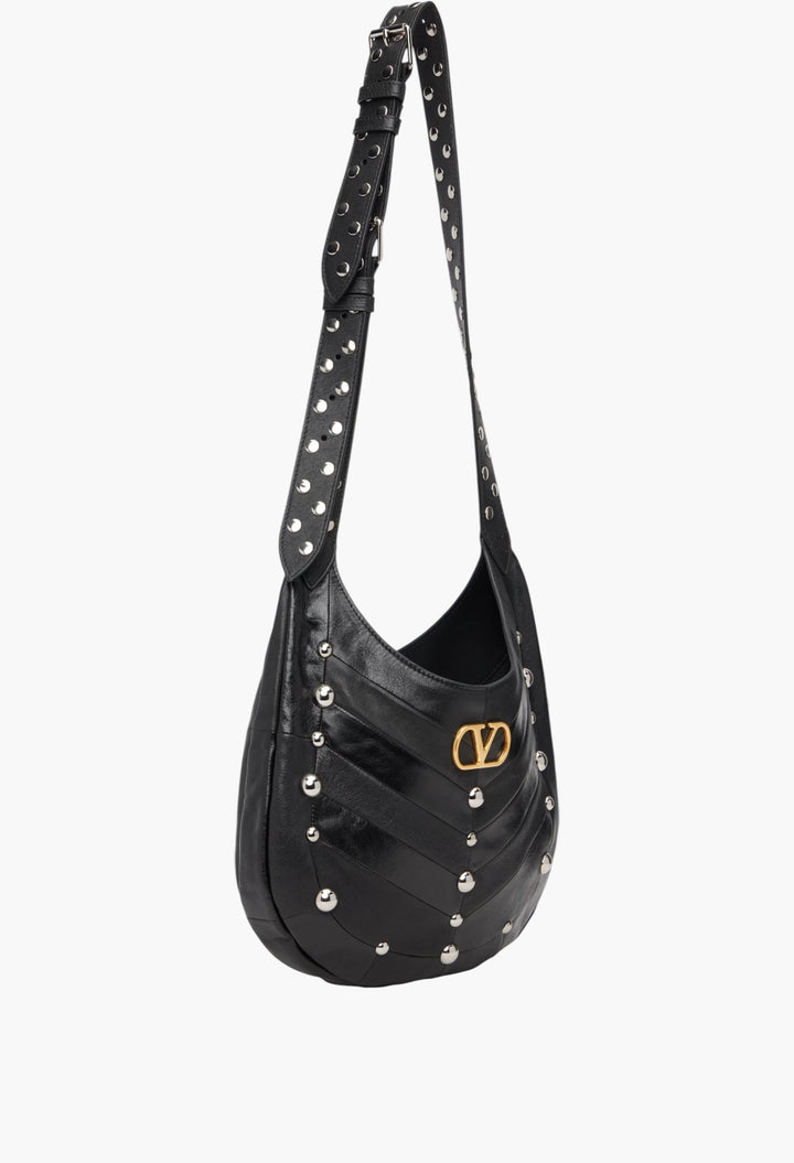 Black Boho Small Nappa Leather Tote - GLAM MODA