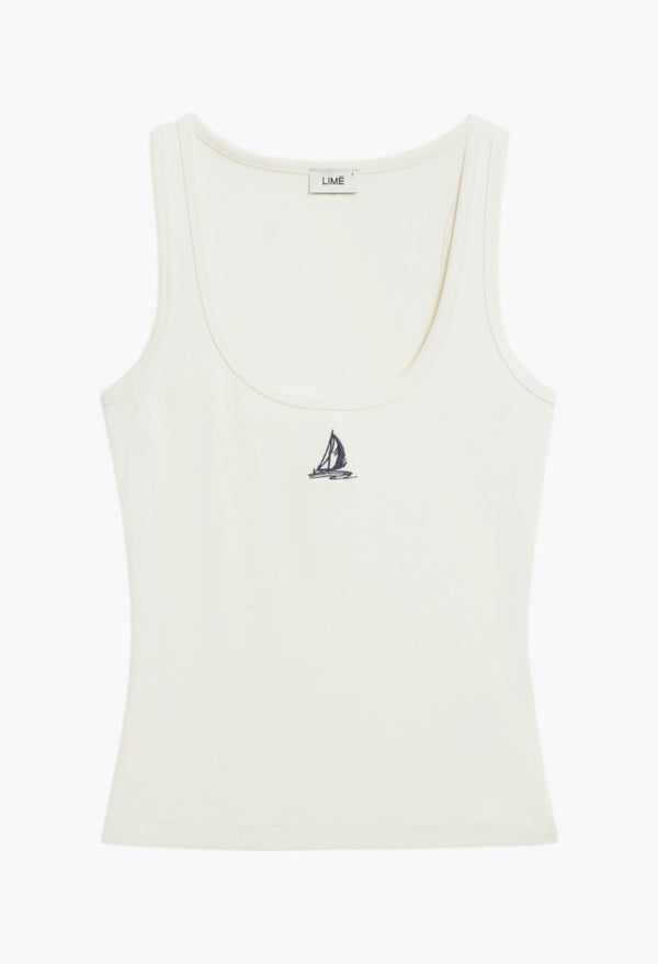 Ivory - Cotton And Viscose Top With Embroidery