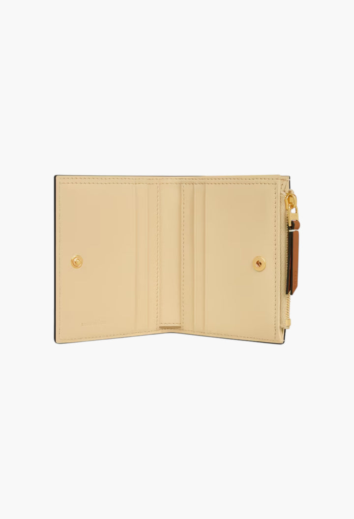 Compact Wallet In Supple Grained Calfskin - GLAM MODA