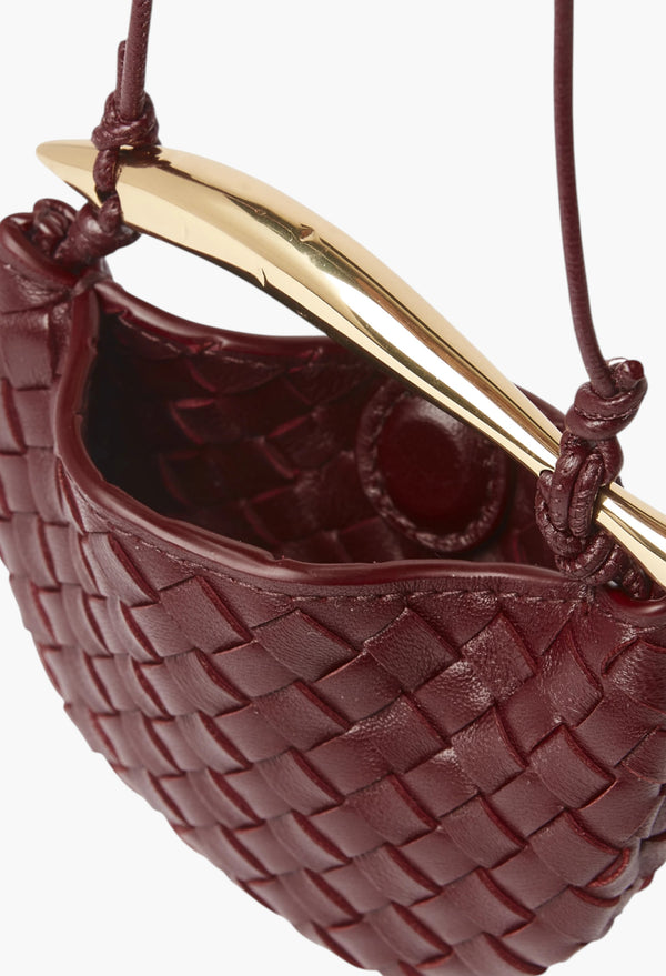 Burgundy - Miniature Sardine Bag in Intrecciato Leather