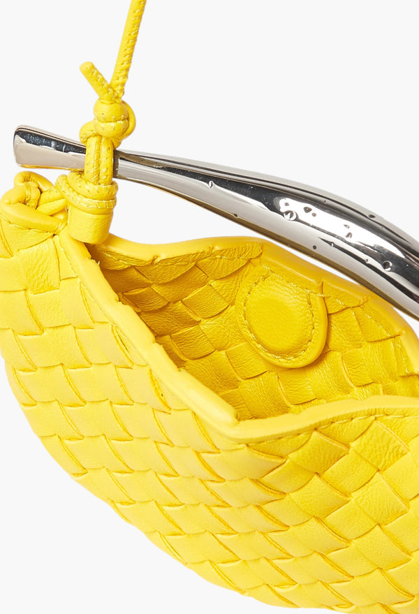 Yellow - Miniature Sardine Bag Charm in Intrecciato Leather